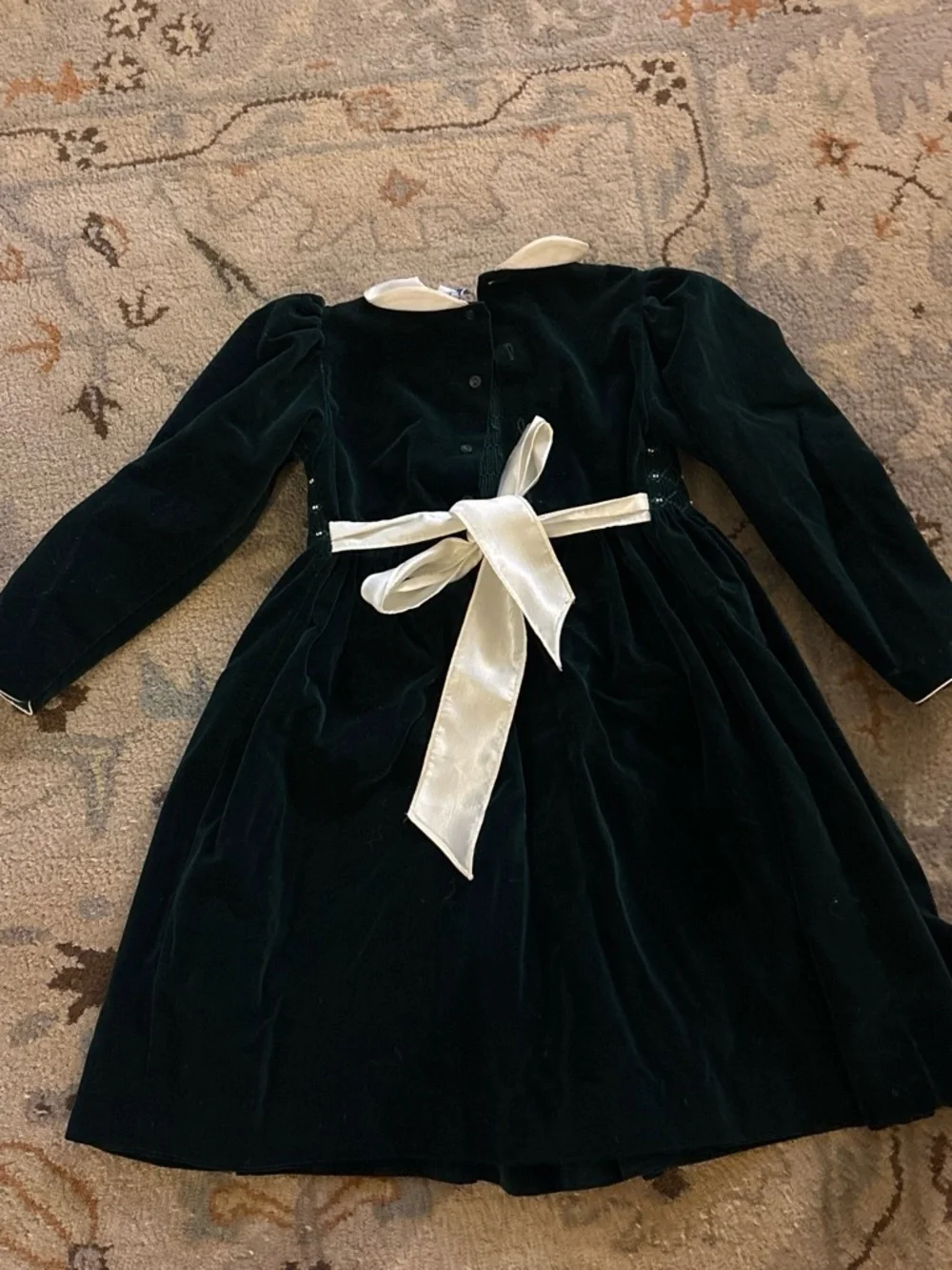 Carriage Boutique Dark Green Velvet Peter Pan Collar Dress